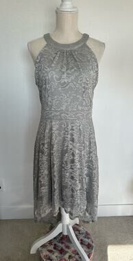 Bery Love Dove Gray High-Lo lace Dress -XL